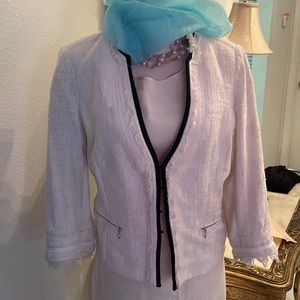 White House Black Market White Blazer with Black Trim